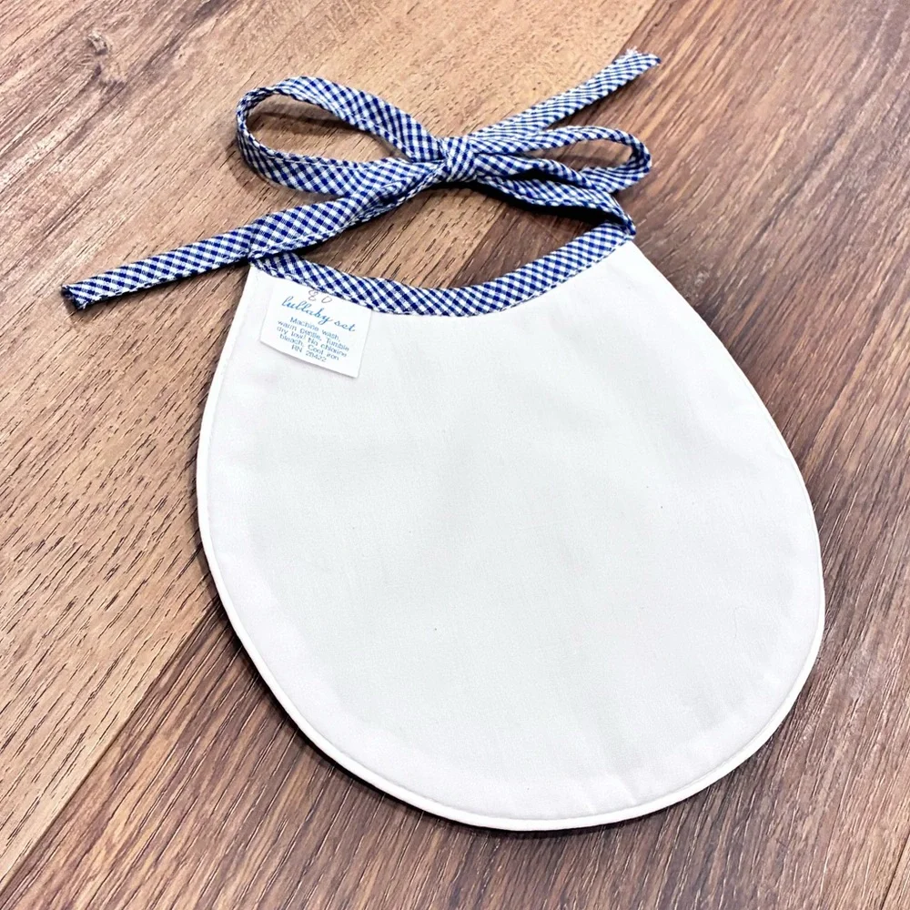 NWOT Lullaby Set Blue Gingham Bib Heirloom Baby Gift